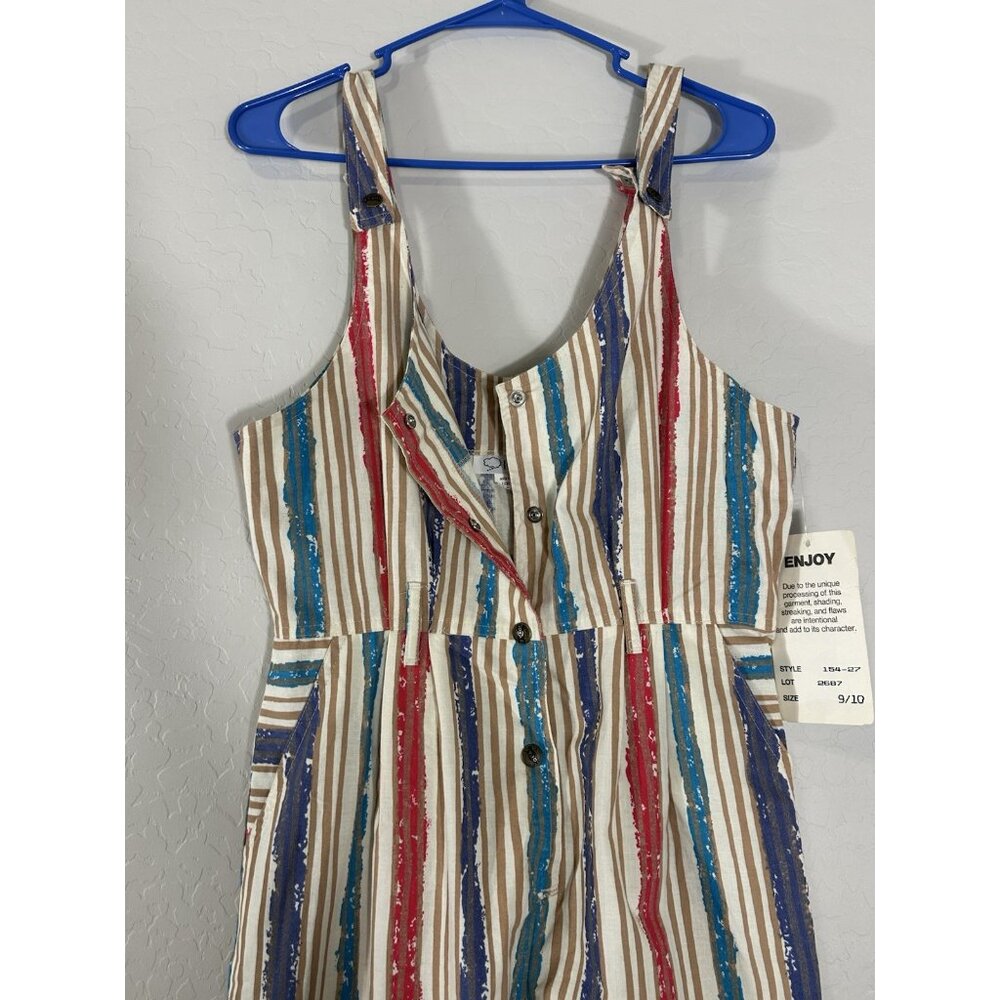 Vintage Retro 80’s 90’s Y2K Striped NWT Button Front Jumpsuit Size 9/10 - Picture 12 of 12